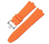 YELEMEABHB Fluororubber Strap Fit For Vacheron Constantin 450 Fit For Cross Sea 4500V 5500v 7900v Series Watchband Quick Disassembly End Watch strap(Orange silver clasp)