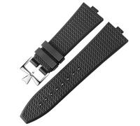 YELEMEABHB Fluororubber Strap Fit For Vacheron Constantin 450 Fit For Cross Sea 4500V 5500v 7900v Series Watchband Quick Disassembly End Watch strap(Black Silver)