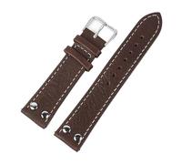 YELEMEABHB Genuine Leather Lychee Pattern Watch Band Black Coffee Brown Rivets Watchband Wrist Strap Belt Bracelet 18mm 20mm 22mm 24mm Watch strap(Coffee,18mm)