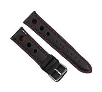 YELEMEABHB Genuine Leather Watchband 18mm 20mm 22mm 24mm Brown Coffee Black Racing Strap Handmade Stitching Quick Release Watch Band Watch strap(Back-Red Wrie,24mm)