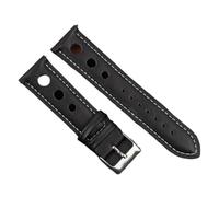 YELEMEABHB Genuine Leather Watchband 18mm 20mm 22mm 24mm Brown Coffee Black Racing Strap Handmade Stitching Quick Release Watch Band Watch strap(Back-White Wrie,20mm)
