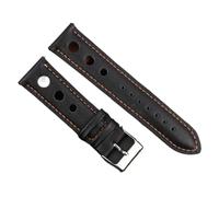 YELEMEABHB Genuine Leather Watchband 18mm 20mm 22mm 24mm Brown Coffee Black Racing Strap Handmade Stitching Quick Release Watch Band Watch strap(Back-Orange Wrie,18mm)