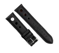 YELEMEABHB Genuine Leather Watchband 18mm 20mm 22mm 24mm Brown Coffee Black Racing Strap Handmade Stitching Quick Release Watch Band Watch strap(Back-Black Wrie,24mm)