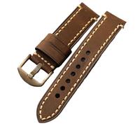 YELEMEABHB Handmade Bronze Watch Strap, 20MM 21MM 22MM 23MM 24MM 26MM, Pure Bronze Buckle, Head Cowhide Strap, Vintage Style Watchband Watch strap(Bruin,20mm)