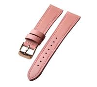 YELEMEABHB Handmade Glacier Blue Pink Leather Strap 18 19 20 21MM Quick Release Soft Men's and Women's Head Layer Leather Strap Watch strap(B rose gold buckle,19mm)