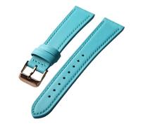 YELEMEABHB Handmade Glacier Blue Pink Leather Strap 18 19 20 21MM Quick Release Soft Men's and Women's Head Layer Leather Strap Watch strap(A rose gold buckle,19mm)