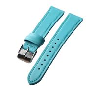 YELEMEABHB Handmade Glacier Blue Pink Leather Strap 18 19 20 21MM Quick Release Soft Men's and Women's Head Layer Leather Strap Watch strap(A sliver buckle,19mm)