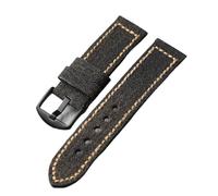 YELEMEABHB Handmade Green Black Canvas Strap 20MM 22MM 24MM 26MM Thick and Sturdy Sanvas+Cowhide Watchband Watch strap(22mm,B1)