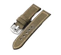 YELEMEABHB Handmade Green Black Canvas Strap 20MM 22MM 24MM 26MM Thick and Sturdy Sanvas+Cowhide Watchband Watch strap(24mm,B2)