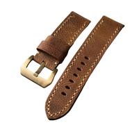 YELEMEABHB Handmade Head Layer Cowhide Bracelet, Bronze Watch 20 22 24MM Head Layer Cowhide Leather Bracelet, Pure Brass Watch strap(A clasp,20mm)