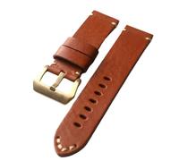 YELEMEABHB Handmade Head Layer Cowhide Bracelet, Bronze Watch 20 22 24MM Head Layer Cowhide Leather Bracelet, Pure Brass Watch strap(B clasp,24mm)
