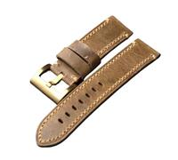 YELEMEABHB Handmade Head Layer Cowhide Leather Strap 20 22 24 26MM Bronze Buckle Retro Style Thickened Pure Copper Watch Accessories Watch strap(24mm)