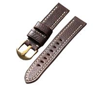 YELEMEABHB Handmade Head Layer Cowhide Strap 20MM 22MM Vintage Folding Men Leather Bracelet, Bronze Buckle, Thickened Male Watchband Watch strap(22mm)