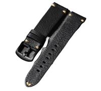 YELEMEABHB Handmade Leather Strap 18 19 20 21 22MM Brown Black Retro Soft Men's Bracelet, Suitable for Mechanical Watch Straps Watch strap(A Brack Buckle,20mm)