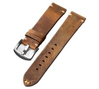 YELEMEABHB Handmade Leather Strap 18 19 20 21 22MM Brown Black Retro Soft Men's Bracelet, Suitable for Mechanical Watch Straps Watch strap(B Silver Buckle,19mm)