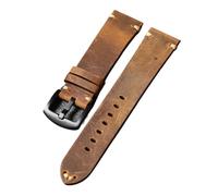 YELEMEABHB Handmade Leather Strap 18 19 20 21 22MM Brown Black Retro Soft Men's Bracelet, Suitable for Mechanical Watch Straps Watch strap(B Brack Buckle,19mm)
