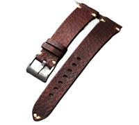 YELEMEABHB Handmade Leather Watchband Old Brown Black 18 20 22MM Soft Men's Vintage Bracelet, First Layer Cowhide Leather Bracele Watch strap(Maroon,18mm)