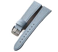 YELEMEABHB Handmade Palm Pattern Glacier Blue Genuine Leather Strap 18 19 20MM Soft Quick Release Leather Strap Thin Vintage Style Bracelet Watch strap(Sliver buckle,19mm)