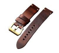 YELEMEABHB Handmade Pure Bronze Buckle Brown Cowhide Strap, 20MM 22MM 24MM 26MM,Vintage Style Bronze Watch Thickened Strap Watch strap(A copper buckle,26mm)