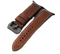 YELEMEABHB Handmade Shark Leather Strap Fit For Samsung Galaxy Watch 5 6 7ultra 47MM Brown Black Thickened Men's Bracelet, Vintage Styl Watch strap(Brown Brack Buckle)