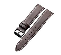 YELEMEABHB Handmade Soft Brown and Black Head Cowhide Strap, 18 19 20 21 22MM Quick Release Men's Soft Vintage Style Bracelet, Ultra Thin Watch strap(A Silver buckle,18mm)
