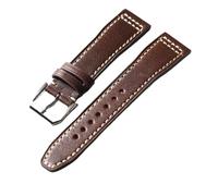 YELEMEABHB Handmade Top Layer Cowhide Watchband, 20MM 21MM 22MM Brown Black Suitable Fit For Pilots Men's Soft Bracelet Watch strap(B Silver Buckle,22mm)