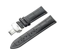 YELEMEABHB Leather Bracelet Black Brown Color Watch Strap With Butterfly Clasp Watchband Sized In 12 14 16 18 19 20 22mm Watchband Watch strap(Brown white black,23mm)