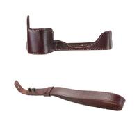 YELEMEABHB Leather Camera Bag Case Half Body Cover Wrist Strap Fit for Nikon Z7 Z6 Bottom Camera Bag(Coffee case Strap)