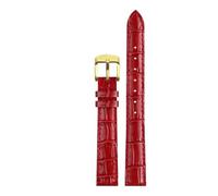 YELEMEABHB Leather Watchband Fit For Casio LTP-V007L/1208/LTH-1060/4048 Watch Straps With Female Bracelet Red 14mm Band Watch strap(Red gold clasp)