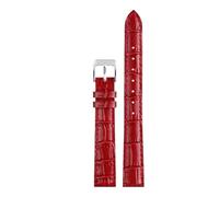 YELEMEABHB Leather Watchband Fit For Casio LTP-V007L/1208/LTH-1060/4048 Watch Straps With Female Bracelet Red 14mm Band Watch strap(Red silver clasp)