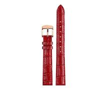 YELEMEABHB Leather Watchband Fit For Casio LTP-V007L/1208/LTH-1060/4048 Watch Straps With Female Bracelet Red 14mm Band Watch strap(Red rose gold)