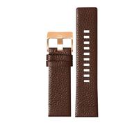 YELEMEABHB Leather Watchband Fit For Diesel DZ7256 DZ4344 DZ1657 DZ12 Watch Band Litchi Grain 22 24 26 27 28 30 32 34mm Strap Bracelet Watch strap(Brown rose gold,22mm)