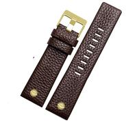 YELEMEABHB Leather Watchband Fit For Diesel DZ7257 1657 4323 7314 7313 7371 Watch Belt Strap 22 24 26 27 28 30mm Black Brown White Band Watch strap(Brown gold,22mm)