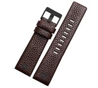 YELEMEABHB Leather Watchband Fit For Diesel DZ7257 1657 4323 7314 7313 7371 Watch Belt Strap 22 24 26 27 28 30mm Black Brown White Band Watch strap(Brown black,27mm)