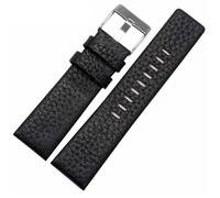 YELEMEABHB Leather Watchband Fit For Diesel DZ7259 DZ7256 DZ7265 Black White Brown 22mm 24mm 26mm 28mm 30mm 32 34mm Strap Watch strap(Black silver,24mm)