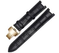 YELEMEABHB Leather Watchband Fit For GC Wristband 22 * 13mm 20 * 11mm Notched Strap With Stainless Steel Butterfly Buckle BAND Watch strap(Black gold,20-11mm)