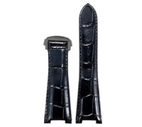 YELEMEABHB Leather Watchband Fit For Omega Constellation 131.33 Series Strap Blue Notch 25x18X13mm 25x18X14mm Watch Bracelet Watch strap(Black black clasp,25X18X14)