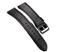 YELEMEABHB Lizard leather strap, ultra-thin 18 19 20 21 22MM soft black brown vintage bracelet, ultra-thin men's leather Watchband Watch strap(B Silver Buckle,20mm)