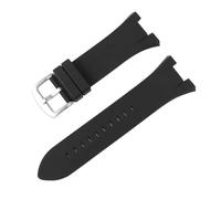 YELEMEABHB Nature Silicone Watchband Fit For Armani Fit For AX1803 AX1802 Watch Band Black Strap Rubber Belt Stainless Buckle Watch strap(Black-Silver)
