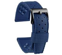YELEMEABHB Not Sticky To Dust Rubber Watchband Fit For Seiko Rolex Omega MIDO Watch Band Waterproof Silicon 20mm 22mm Black Blue Green Straps Watch strap(Blue black clasp,20mm)