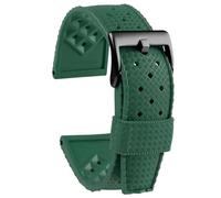 YELEMEABHB Not Sticky To Dust Rubber Watchband Fit For Seiko Rolex Omega MIDO Watch Band Waterproof Silicon 20mm 22mm Black Blue Green Straps Watch strap(Green black clasp,22mm)