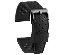 YELEMEABHB Not Sticky To Dust Rubber Watchband Fit For Seiko Rolex Omega MIDO Watch Band Waterproof Silicon 20mm 22mm Black Blue Green Straps Watch strap(Black black clasp,22mm)