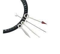 YELEMEABHB Replacement NH34 Hands No Luminous Black/Blue/Gold/Rose/Silver 4 Pins GMT Watch Pointers for NH35 NH36 4R35 4R36 Movement Hand(Silver)
