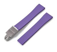 YELEMEABHB Rubber Watch Strap 16mm 18mm 19mm 20mm 21mm 22mm FKM CTS Watchband Quick Release Butterfly Silver Buckle Cut-To-Size Watch clasp(Purple With Buckle,20mmx16mm)