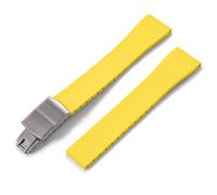 YELEMEABHB Rubber Watch Strap 16mm 18mm 19mm 20mm 21mm 22mm FKM CTS Watchband Quick Release Butterfly Silver Buckle Cut-To-Size Watch clasp(Yellow With Buckle,20mmx16mm)