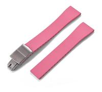 YELEMEABHB Rubber Watch Strap 16mm 18mm 19mm 20mm 21mm 22mm FKM CTS Watchband Quick Release Butterfly Silver Buckle Cut-To-Size Watch clasp(Pink With Buckle,18mmx16mm)