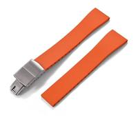 YELEMEABHB Rubber Watch Strap 16mm 18mm 19mm 20mm 21mm 22mm FKM CTS Watchband Quick Release Butterfly Silver Buckle Cut-To-Size Watch clasp(Orange With Buckle,22mmx18mm)