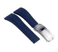 YELEMEABHB Rubber Watch Strap Fit For Rolex Tudor Wristband 20mm 21mm Black Blue Green Waterproof Silicon Watches Band Bracelet Watch strap(Blue silver clasp,20mm)