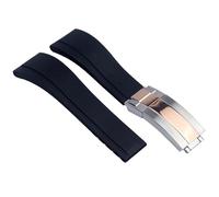 YELEMEABHB Rubber Watch Strap Fit For Rolex Tudor Wristband 20mm 21mm Black Blue Green Waterproof Silicon Watches Band Bracelet Watch strap(Black silver-rose,20mm)