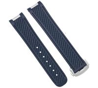 YELEMEABHB Rubber Watchband Fit For Omega AT150 Seamaster 300 AQUA TERRA Diving Watches Straps Black Blue Silicone Watch Strap 20mm Bracelet Watch strap(Blue silver clasp)